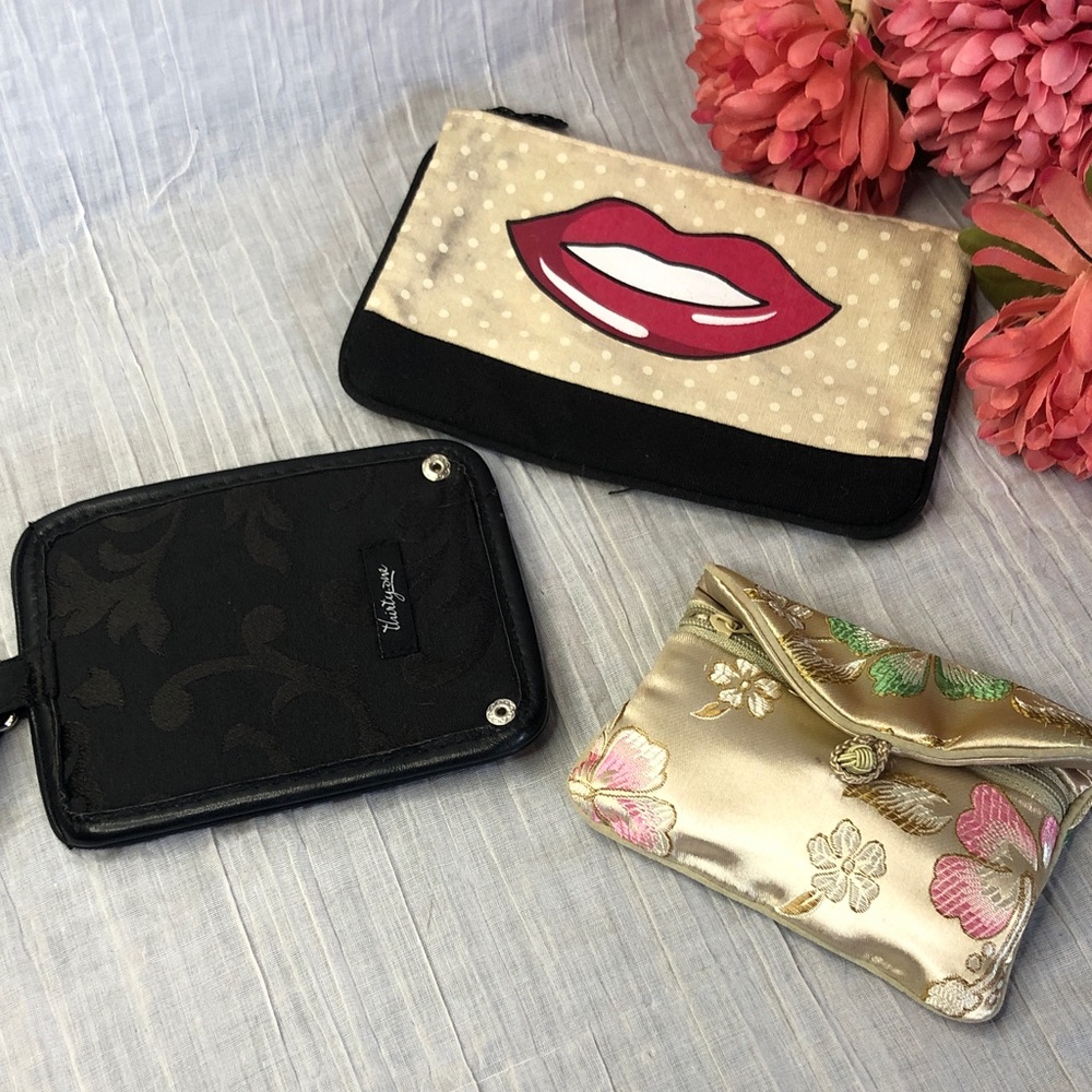 THIRTY ONE, IPSY, HONORA lot of 3  luggage tag, satin pill holder, makeup bag